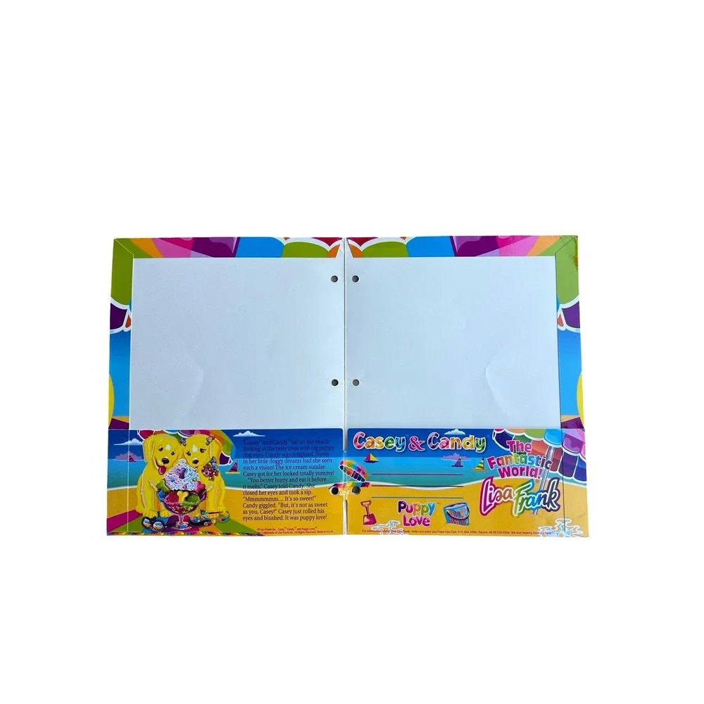 Vintage Lisa Frank Casey and Candy Puppy Love Folder 2 Pocket Made in USA 90s